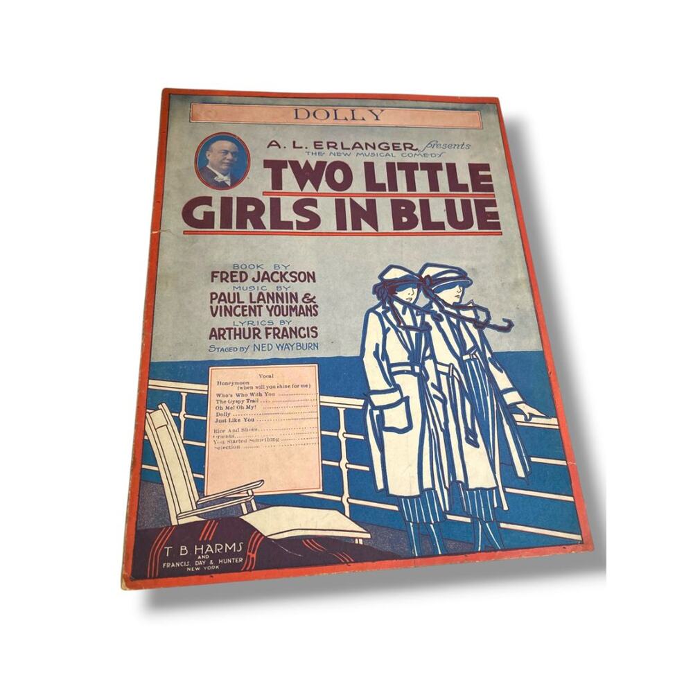 1921 Two Little Girls in Blue Sheet Music Dolly Erlanger Lannin Youmans Francis